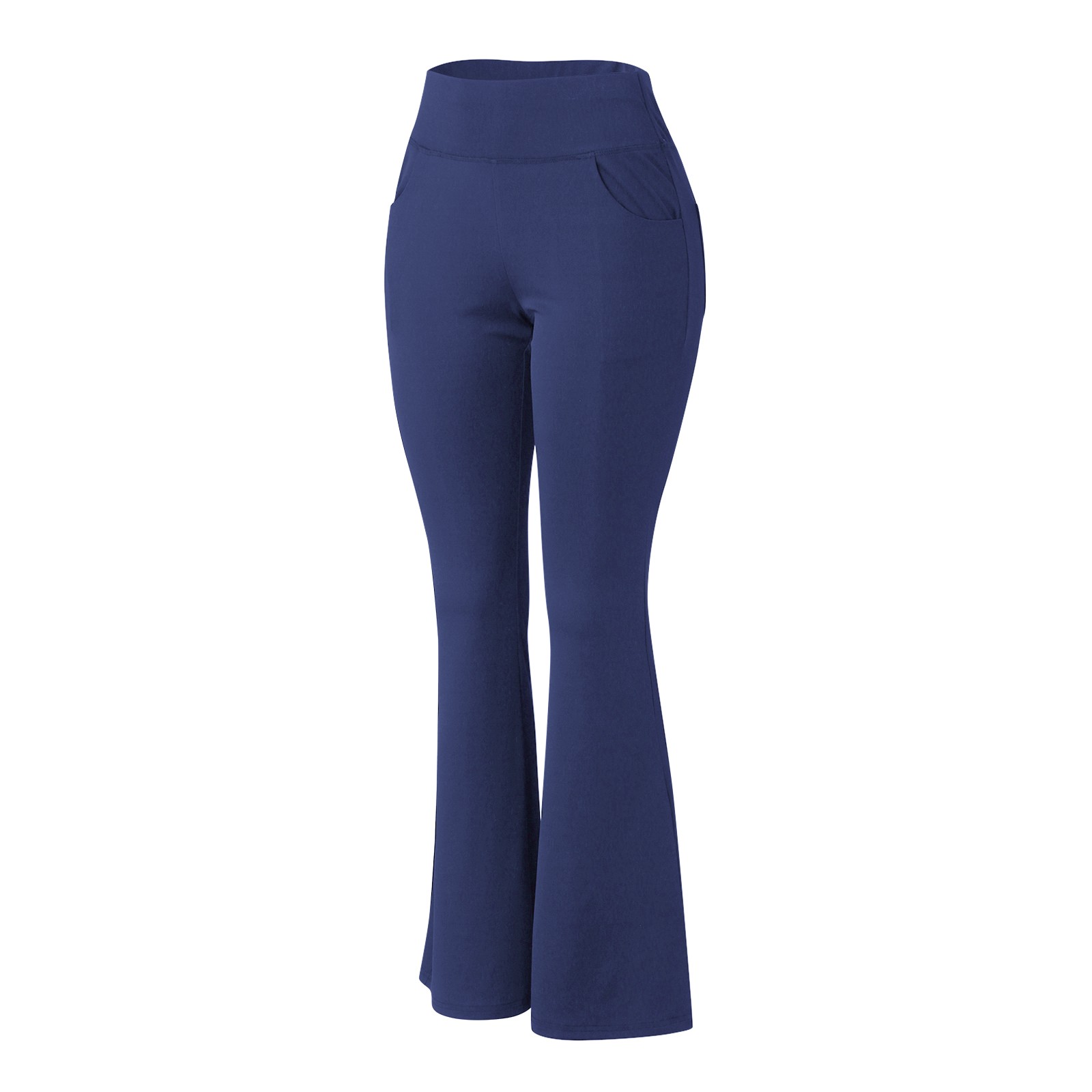 thumbnail image 5 of Pantalones de yoga de mujer con cintura alta y pernera acampanada - Pernera recta ancha, bolsillos, poliéster, largo completo, informales/deportivos - S-XL, 5 of 8